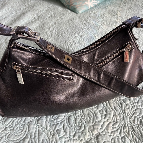 Perlina Handbags - Ladies Black Leather Purse Vintage Perlina NY Designer  Shoulder Handbag Medium